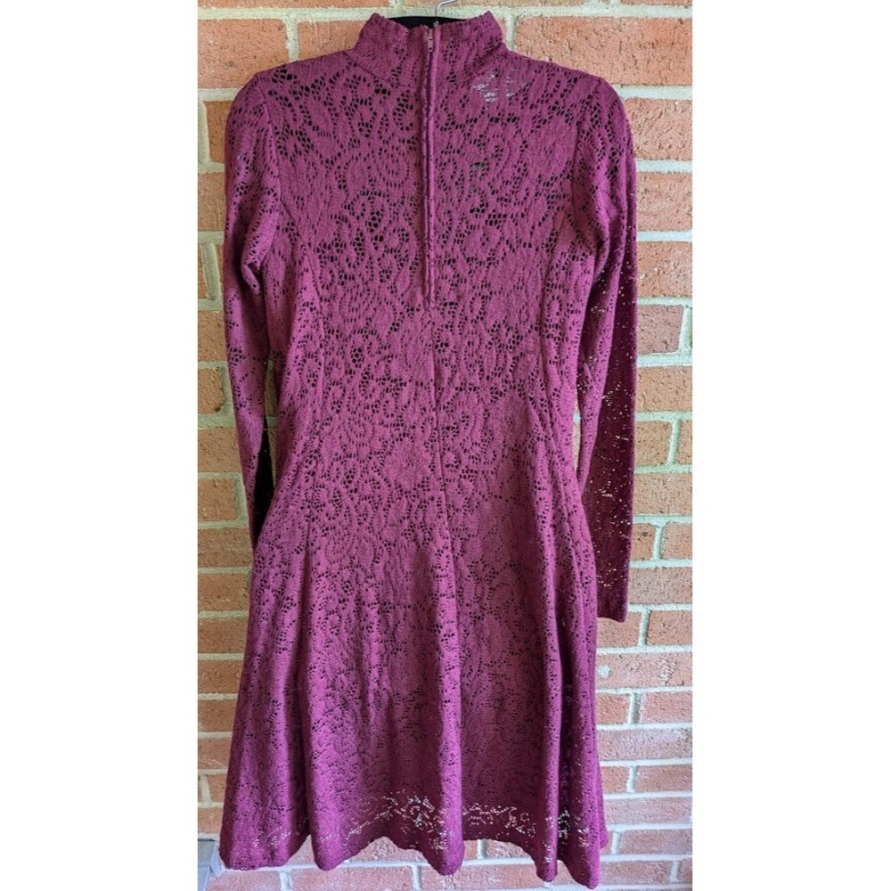 Betsey Johnson for Lew Magram Dress Vintage 2 Pc Slip & Lace Burgundy Trapese - Picture 15 of 15